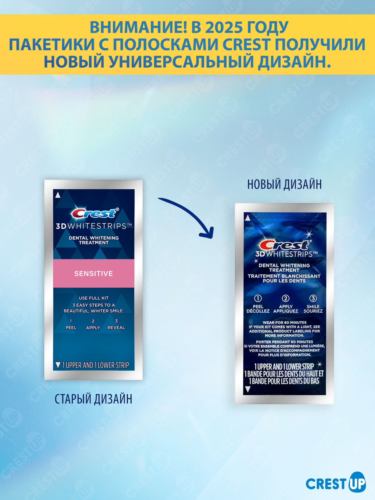 Изображение Отбеливающие полоски для зубов Crest 3D Whitestrips Sensitive Light