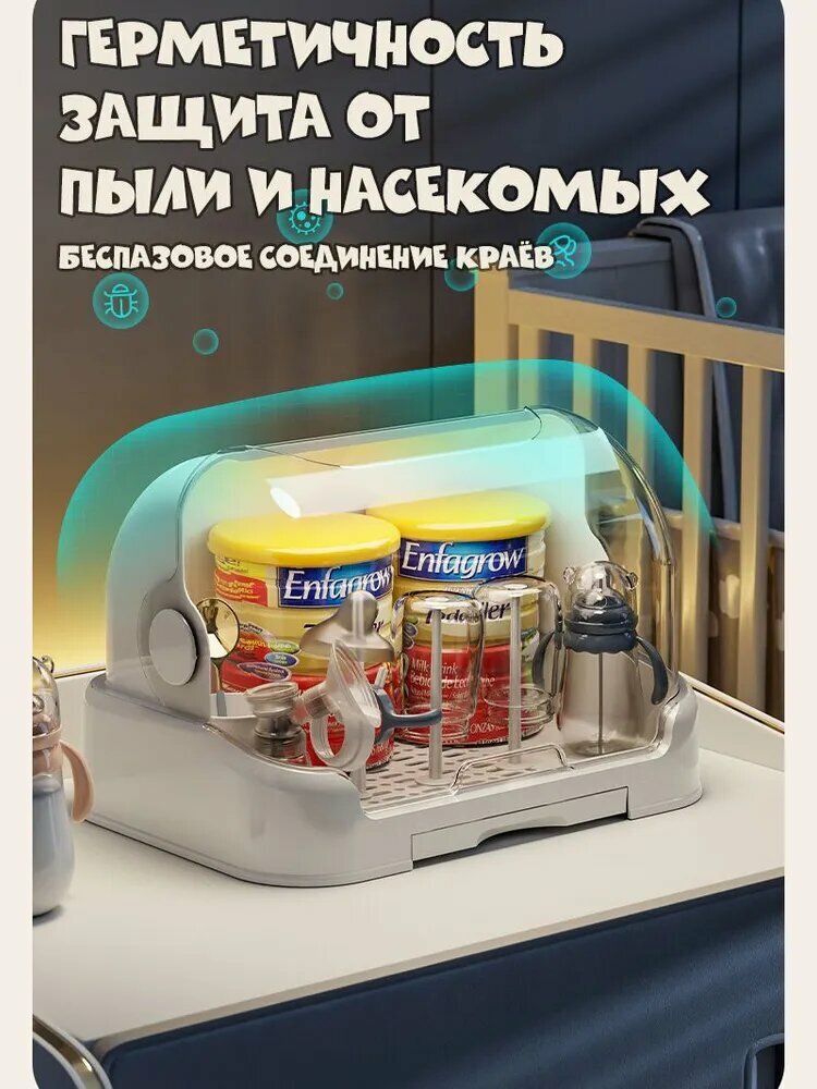 Контейнеры Для Бутылочек Сушилка для бутылочек и сосок с крышкой контейнер с поддоном Белый
