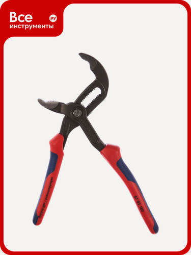 Изображение товара Переставные клещи Кобра Knipex KN-8702180, с двухкомпонентным покрытием рукояток, из CrV, с изогнутыми губками