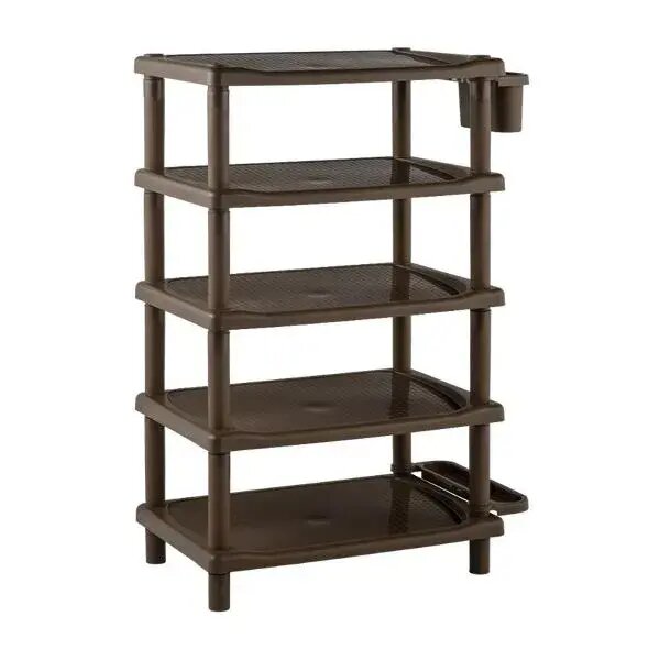 Обувница узкая 4-ярусная «Элластик» пластик цвет какао 75х30.5см компактная для прихожей