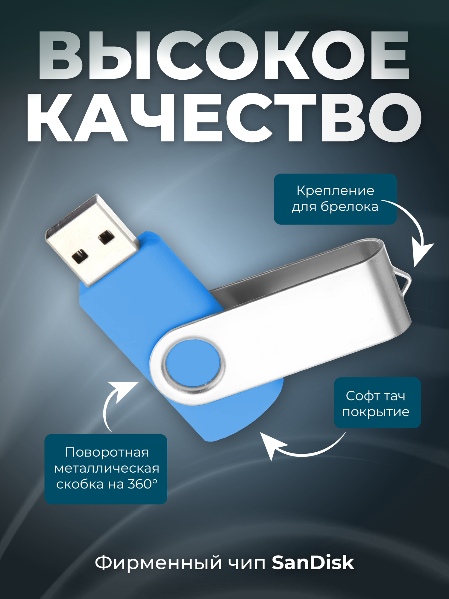USB флешка, USB flash-накопитель, Флешка Twist, 16 Гб, голубая, арт. F01 USB 2.0 — фото 1
