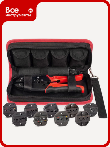 Изображение товара Набор инструментов КВТ СТО+9 в сумке QUICK PRO для работы с изолированными и втулочными наконечниками, максимальное сече