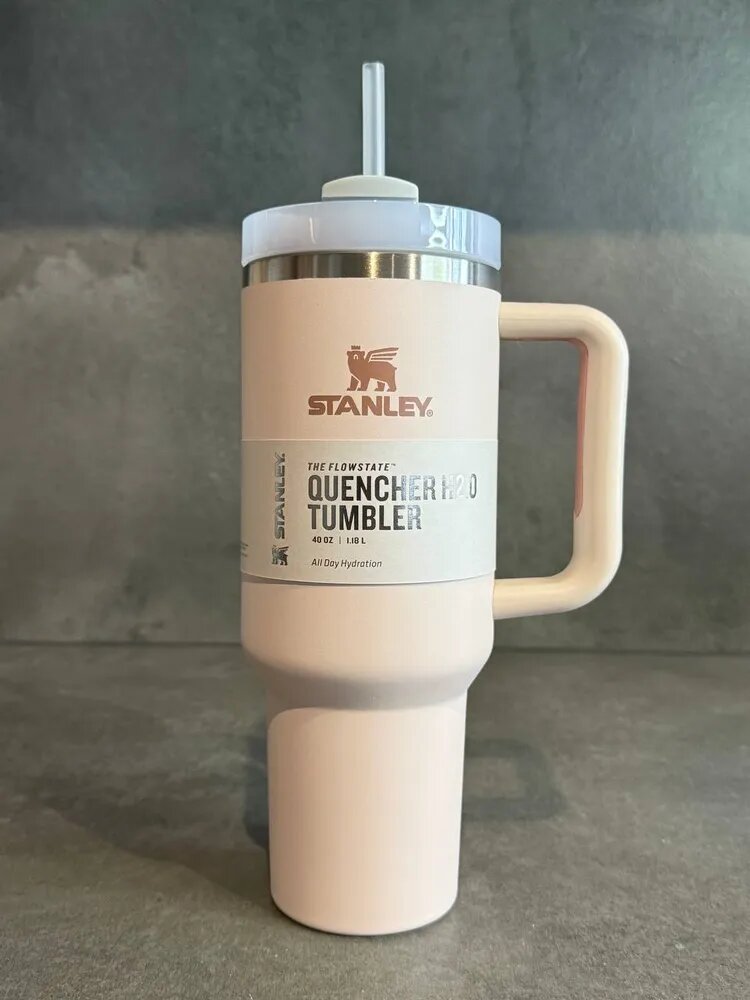 Термокружка из нержавеющей стали Stanley 1.18л, Розовая пудра + колпачок для трубочки в подарок