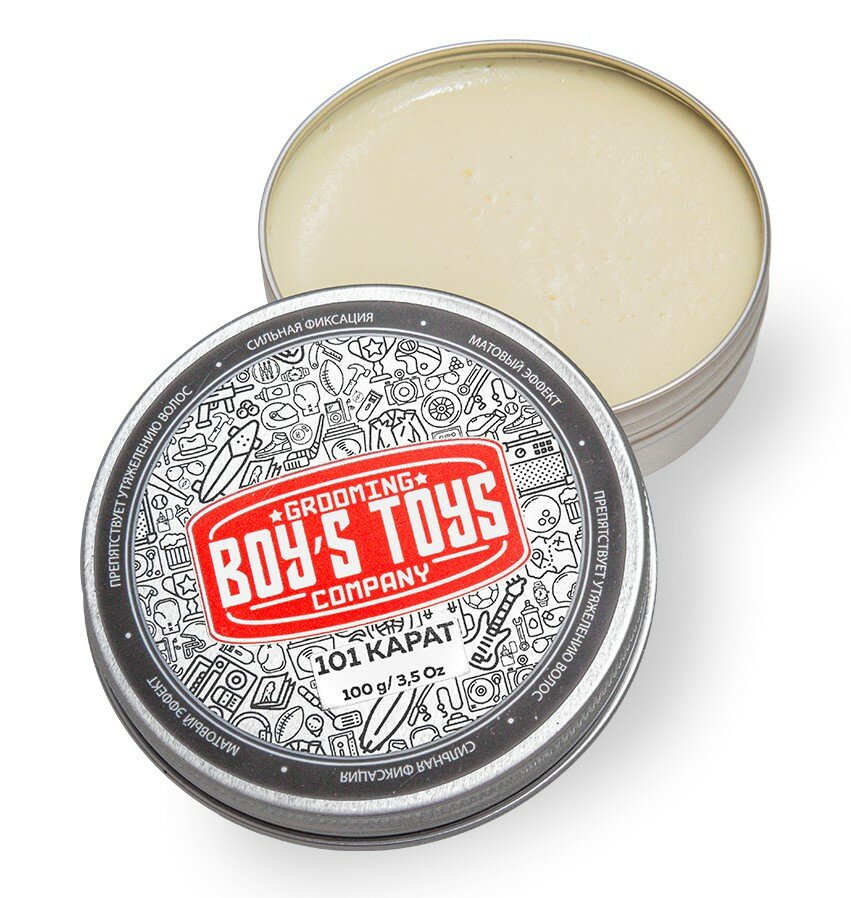 Паста BOYS TOYS для укладки волос высокой фиксации с низким уровнем блеска 101 Karat Strong Hold Matte Paste, 100 мл — фото 1