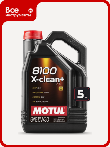 Изображение товара Моторное масло MOTUL 8100 X-clean+ синтетическое, SAE 5W30 5 л, для бензиновых и дизельных двигателей
