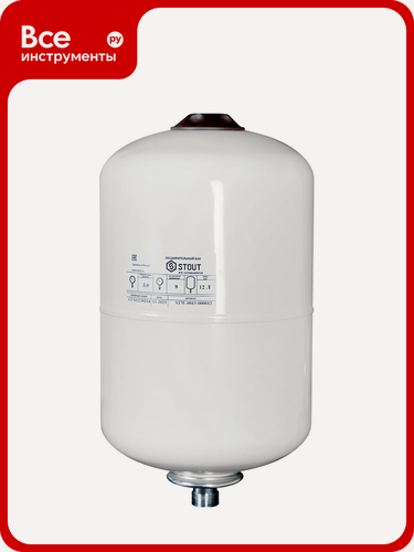 Изображение товара Расширительный бак STOUT для гвс вертикальный подвесной из оцинкованной стали белый цилиндрический для систем отопления