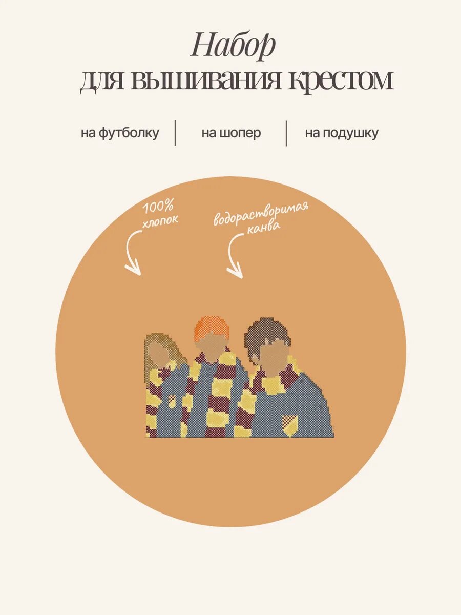 Набор для вышивания на ткани. Золотое трио.