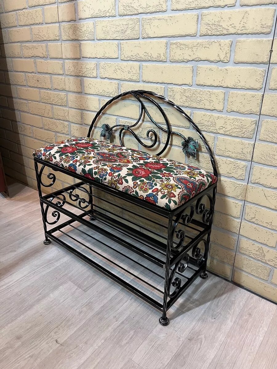 Кованая банкетка №18, Студия кованой мебели Нива, цвет цветочный розовый — фото 1