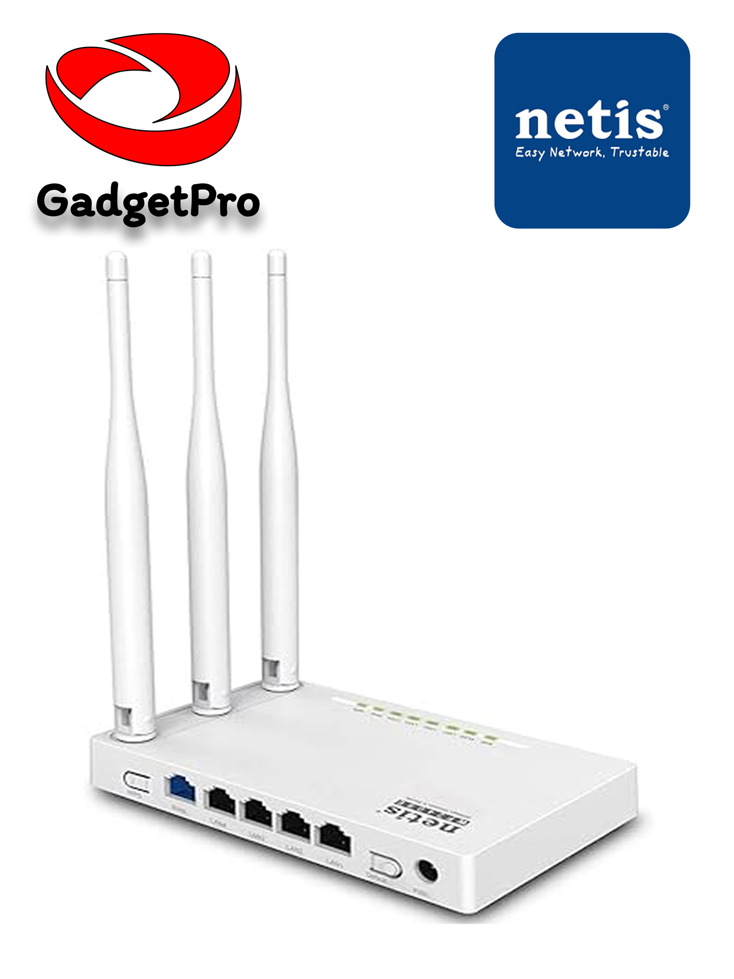 Wi-Fi роутер Netis WF2409E, N300, 3 антенны 5 dBi, MIMO, IPTV