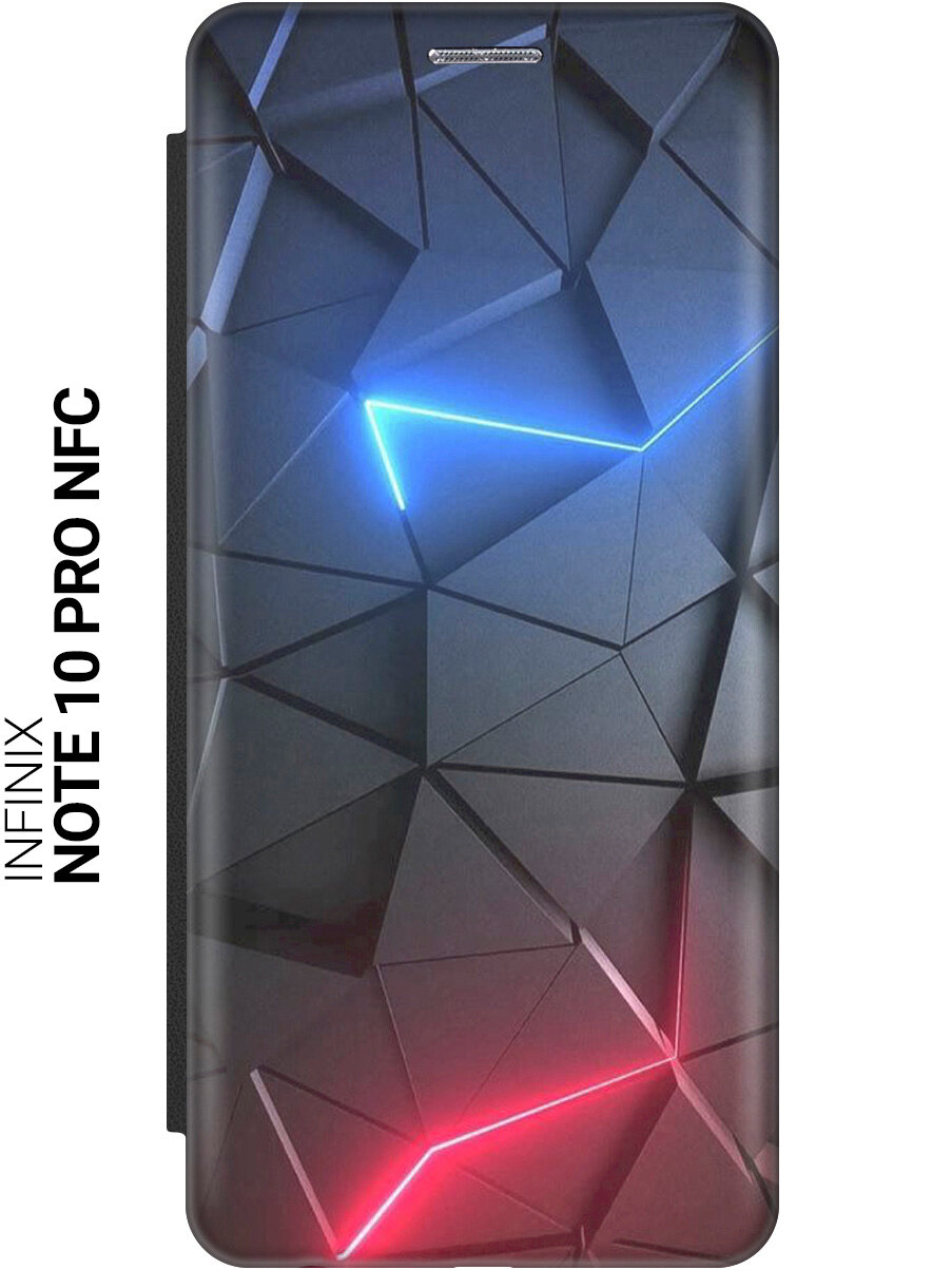 Чехол-книжка на Infinix Note 10 Pro NFC с принтом "Графитовые грани" черный