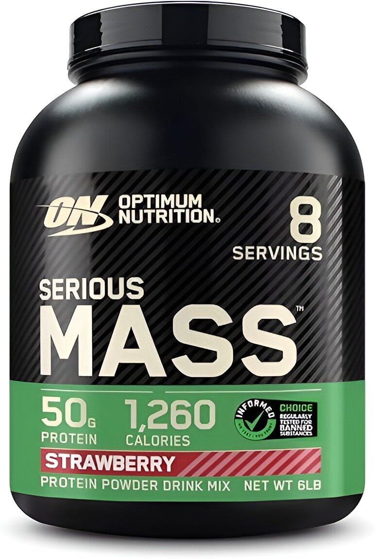 Протеин оригинальный Optimum Nutrition Serious Mass, Strawberry, 2.72 кг, для набора мышечной массы