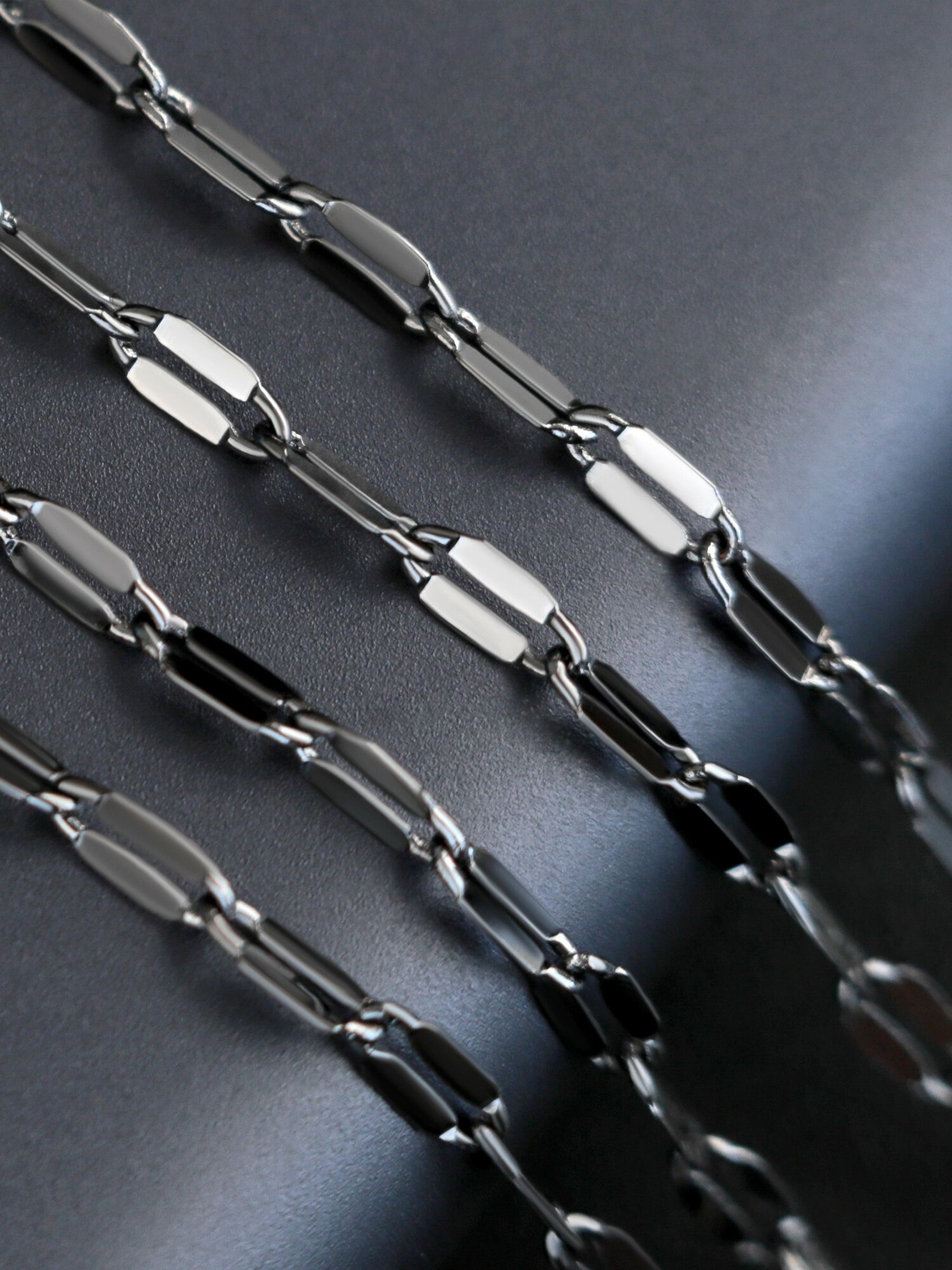 Цепь декоративная для бижутерии 1 м / цепочка для рукоделия /фурнитура для украшений, цв. черный, 5.2x2.2x0.2 мм — фото 1