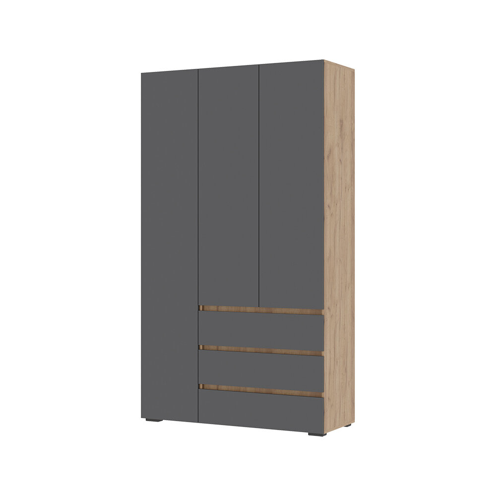 Шкаф для одежды 3-створчатый размер 120 см x 208 см x 46 см цвет дуб крафт/золотистый