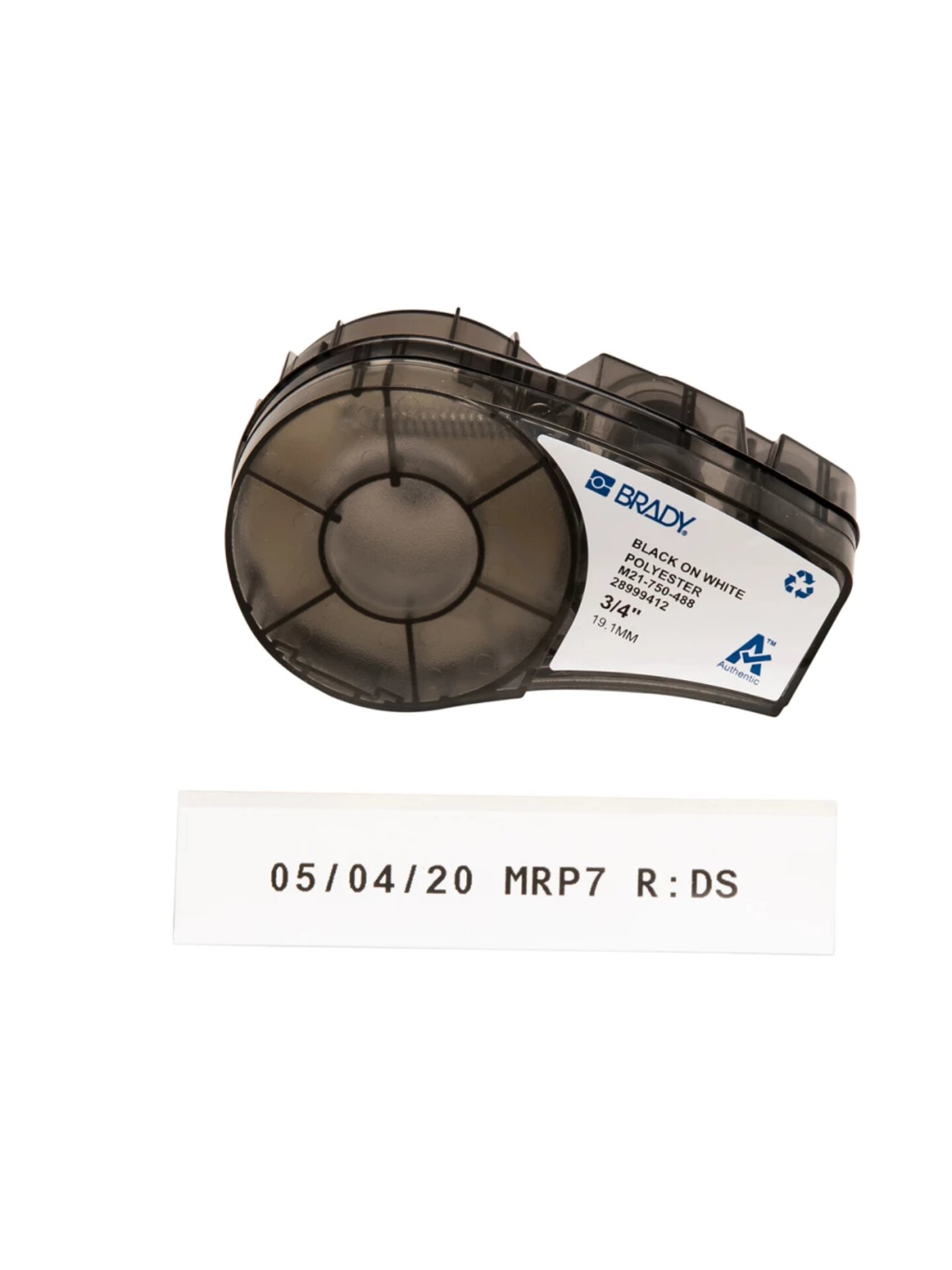 Лента Brady M21-750-488, полиэстер, 19.05 мм × 6.4 м, черный на белом матовом, долговечная