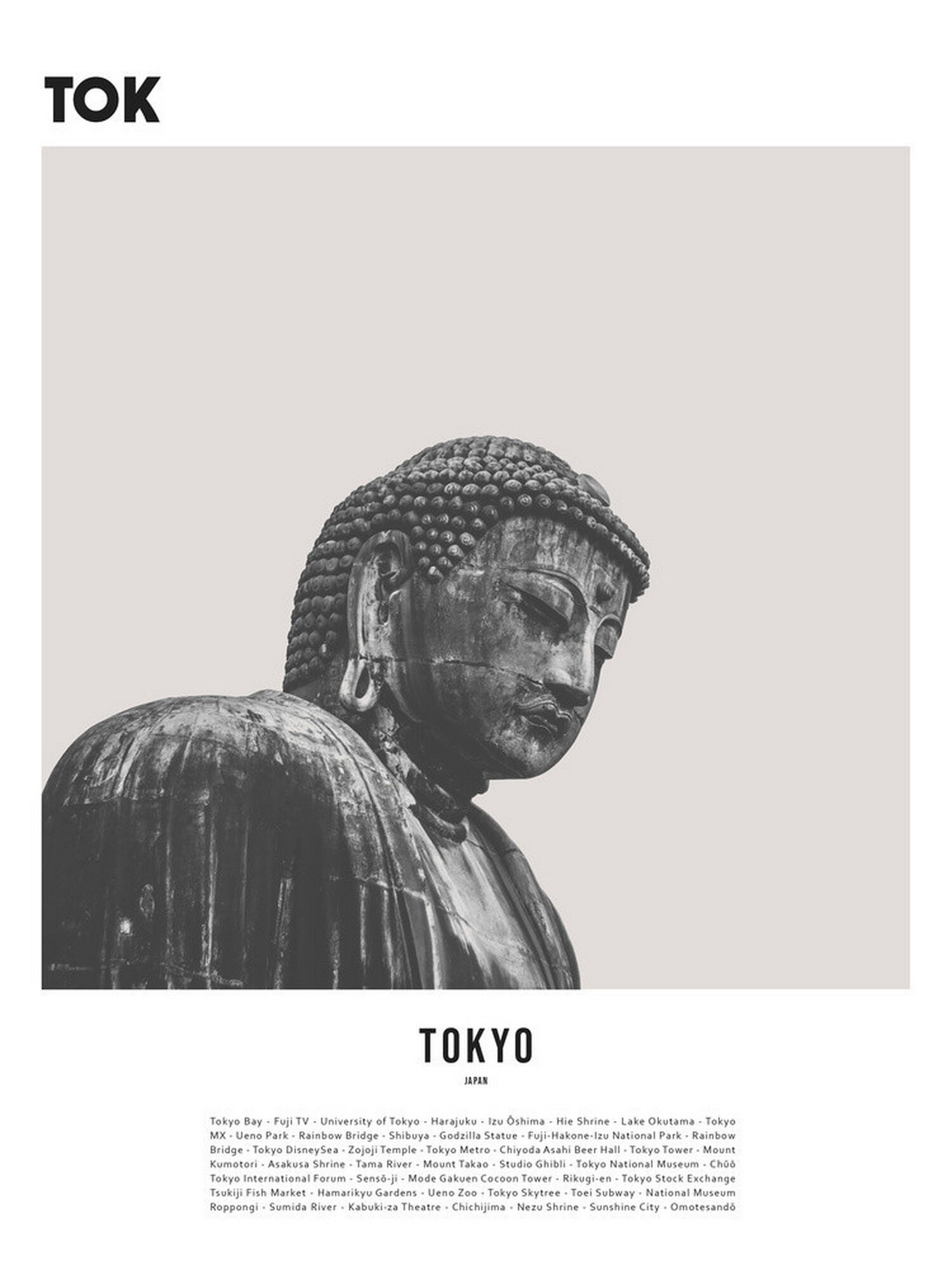 Плакат постер Токио. Статуя Большого Будды на бумаге размер 21х30см