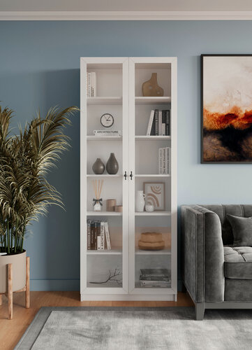 Изображение товара Библиотека Билли Хелена-20 Белый/Черный для документов для книг для обуви для одежды для посуды двухдверный 90*200*40