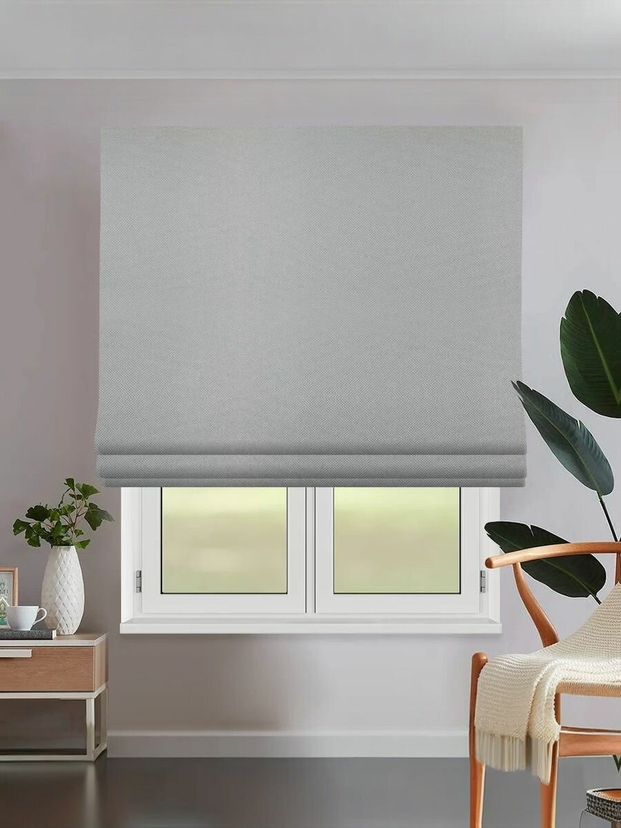 Римская штора Блэкаут на окно OLEXDECO 180х170 см для кухни гостиной детской ткань Монро цвет серый с черным цепочным карнизом Мадрид