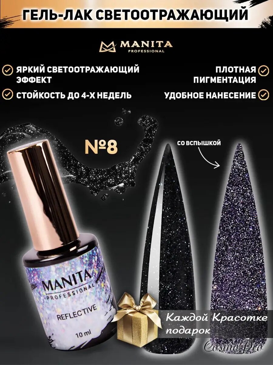 Светоотражающий гель лак для ногтей с блестками