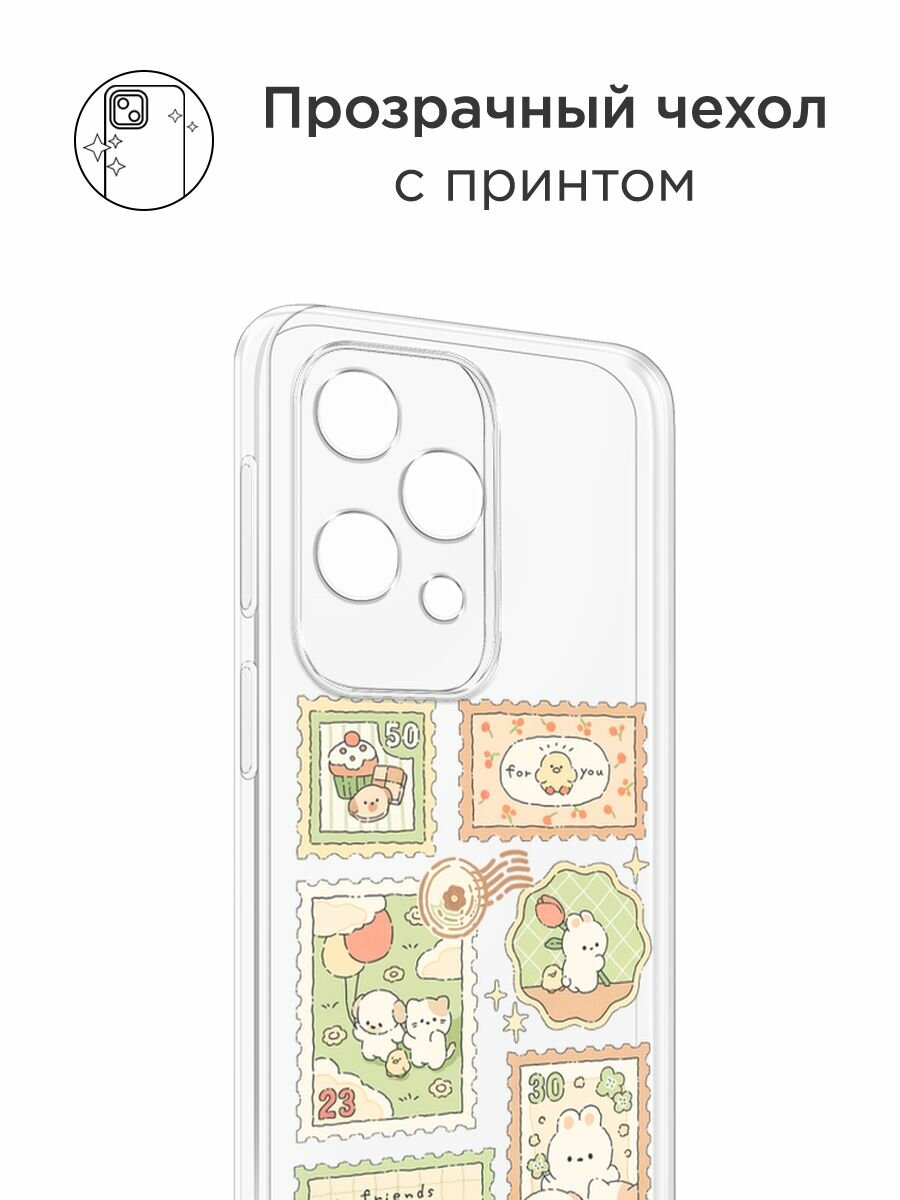 Чехол на Honor V40 Lite/Huawei Nova 8 / Хонор В40 Лайт/Хуавей Нова 8 с принтом "Милые марки", прозрачный — фото 1