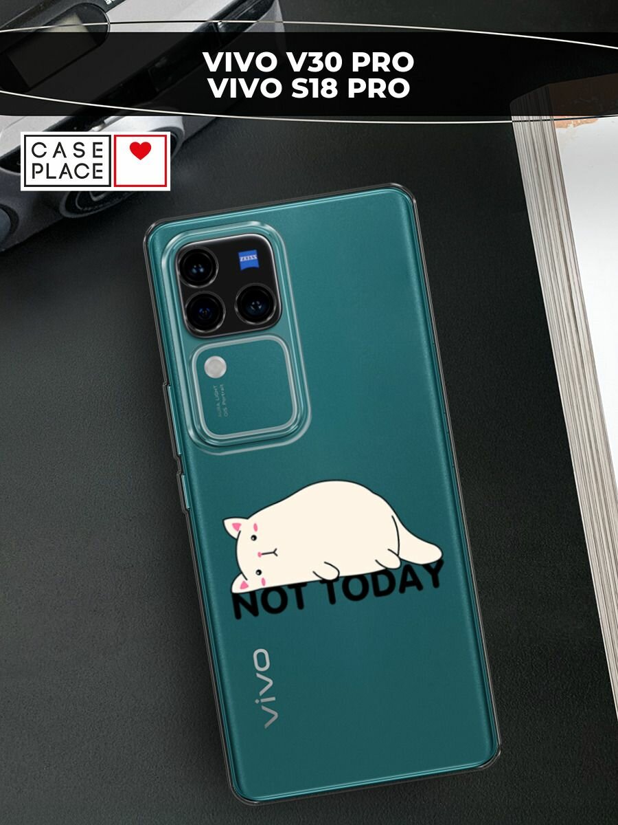Чехол на Vivo V30 Pro/S18 Pro / Виво V30/S18 с принтом "Cat not today", прозрачный