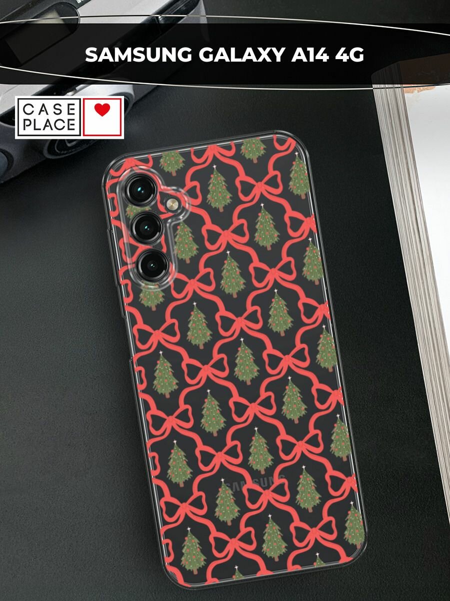 Чехол на Samsung Galaxy A14 4G / Галакси A14 4G с принтом "Елка паттерн 2", прозрачный