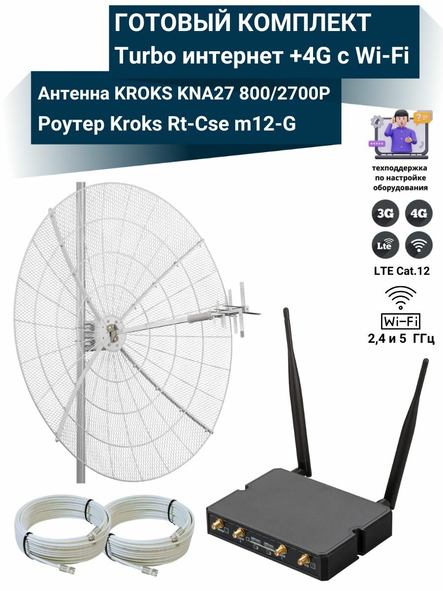 Роутер 4G Wi-Fi Kroks Rt-Cse m12-G с параболической антенной KROKS KNA27-800/2700P