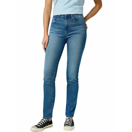 фото Джинсы зауженные wrangler women slim whispering weaves jeans, размер 34/32, синий