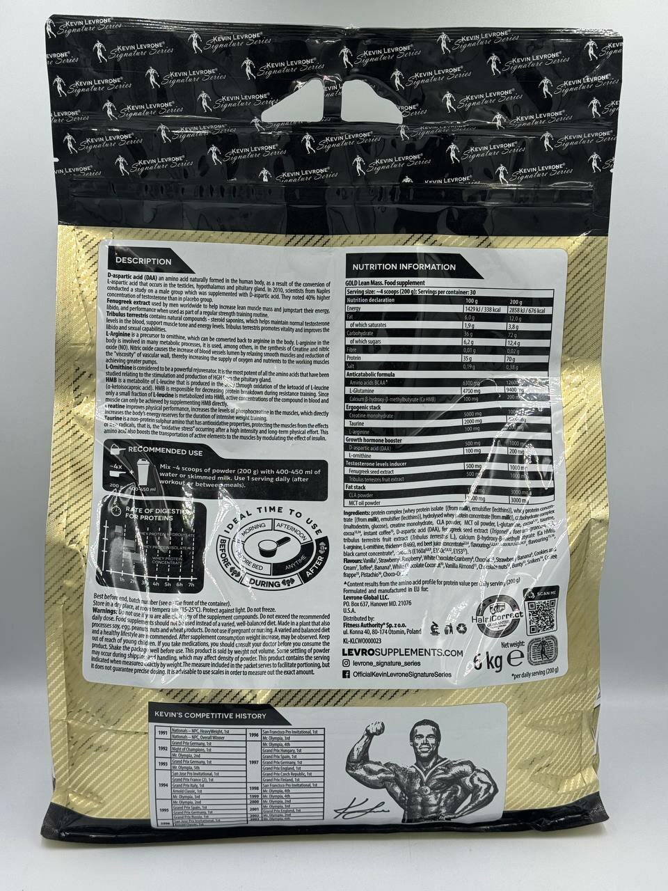 Kevin Levrone KL GOLD Lean mass 6кг для набора массы вкус ваниль — фото 1
