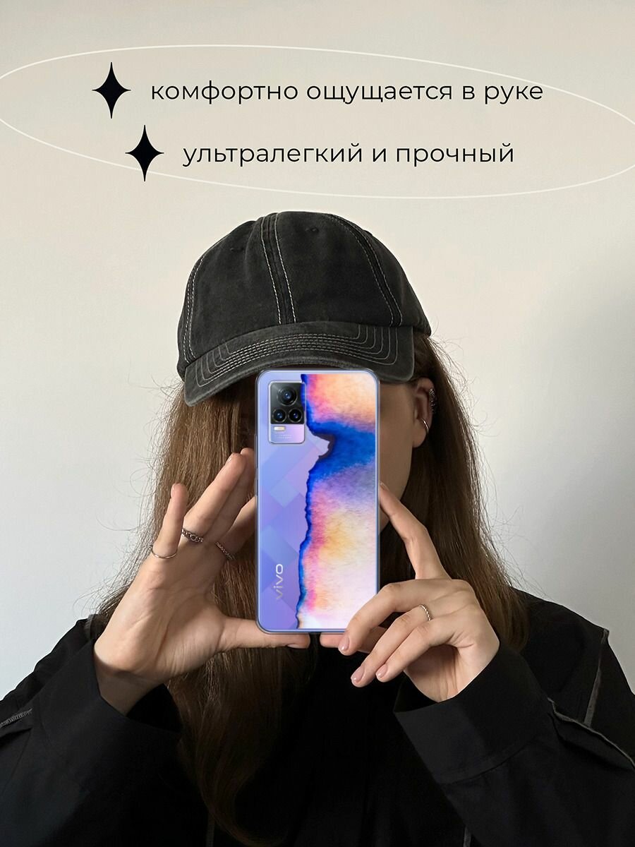 Чехол на Vivo V21e 4G / Виво V21e 4G с принтом Синяя акварель, прозрачный — фото 1