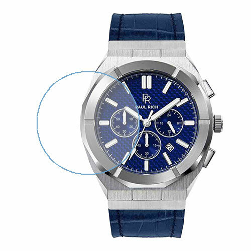 Скрин Мобайл защитный экран для часов Paul Rich Motorsport - Carbon Fiber Silver Blue - Leather из нано стекло 9H