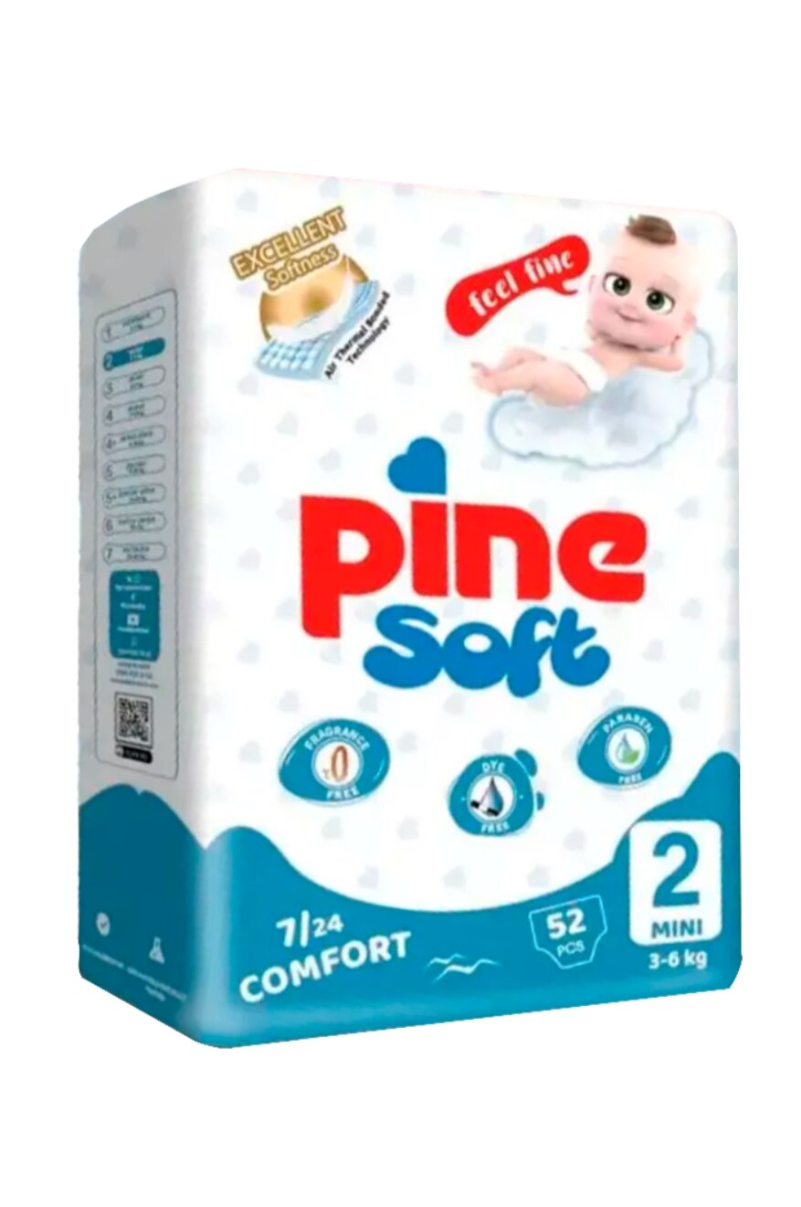 Подгузники Pine Soft №2 Mini, 52 шт (3–6 кг)