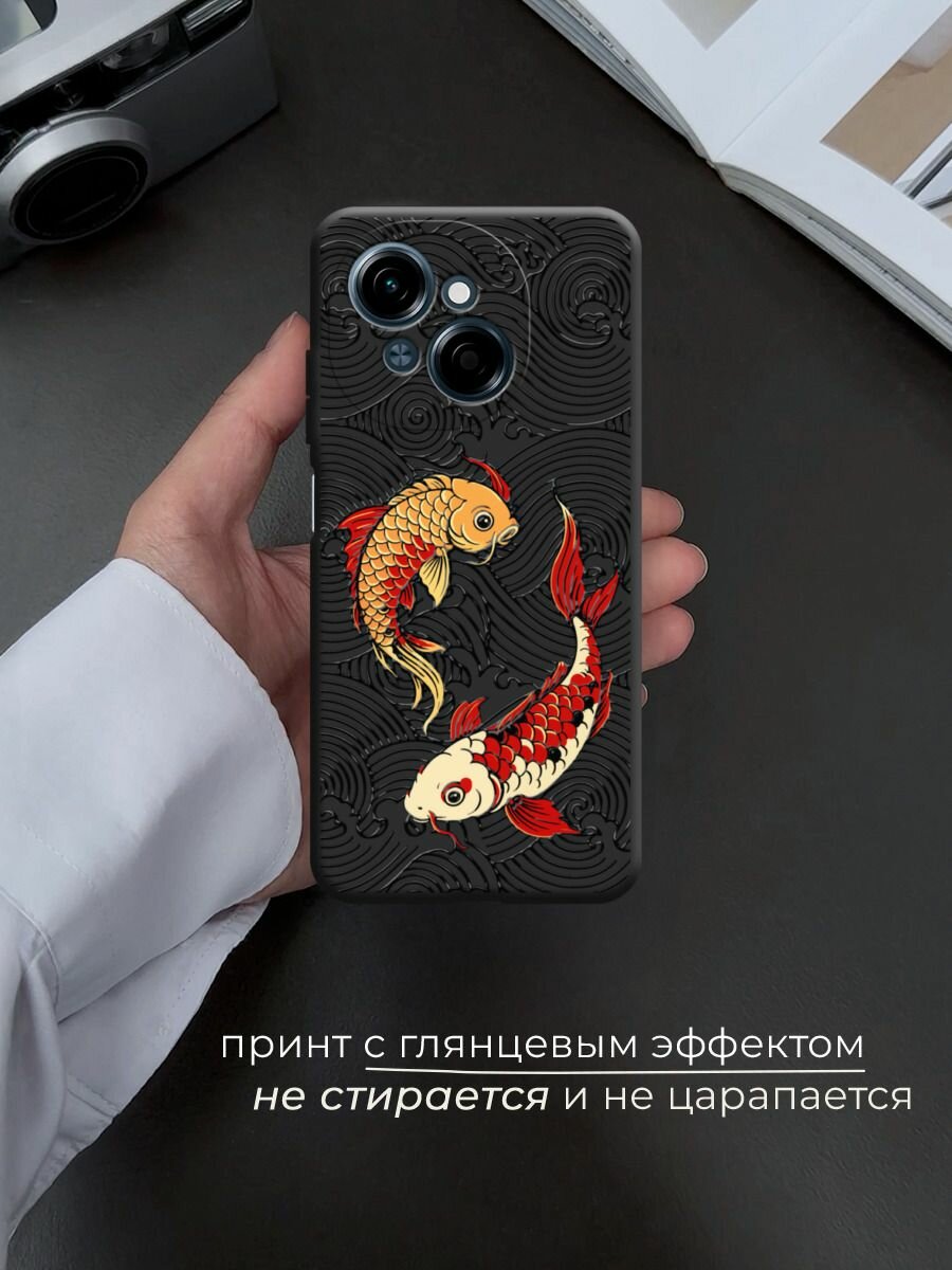 Чехол на Tecno Spark Go 1/Tecno POP 9 / Техно Спарк Го 1/Техно ПОП 9 с принтом Два японских карпа 2 — фото 1