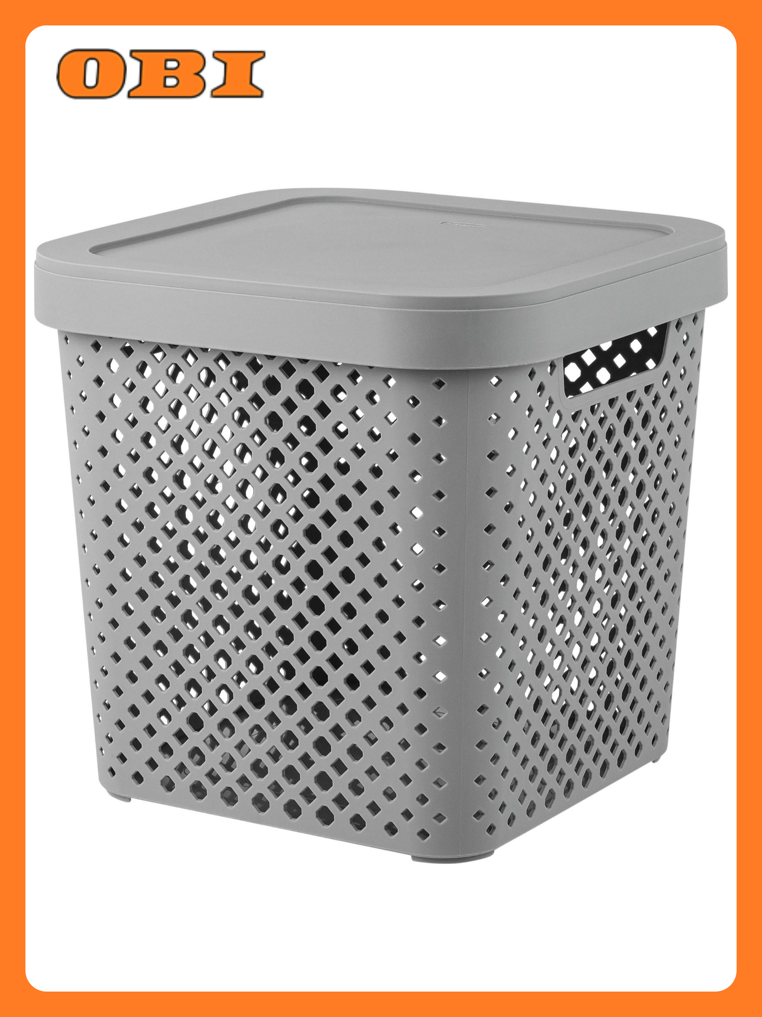 Корзинка для хранения с крышкой Plast Team Stockholm  20 л серый шторм