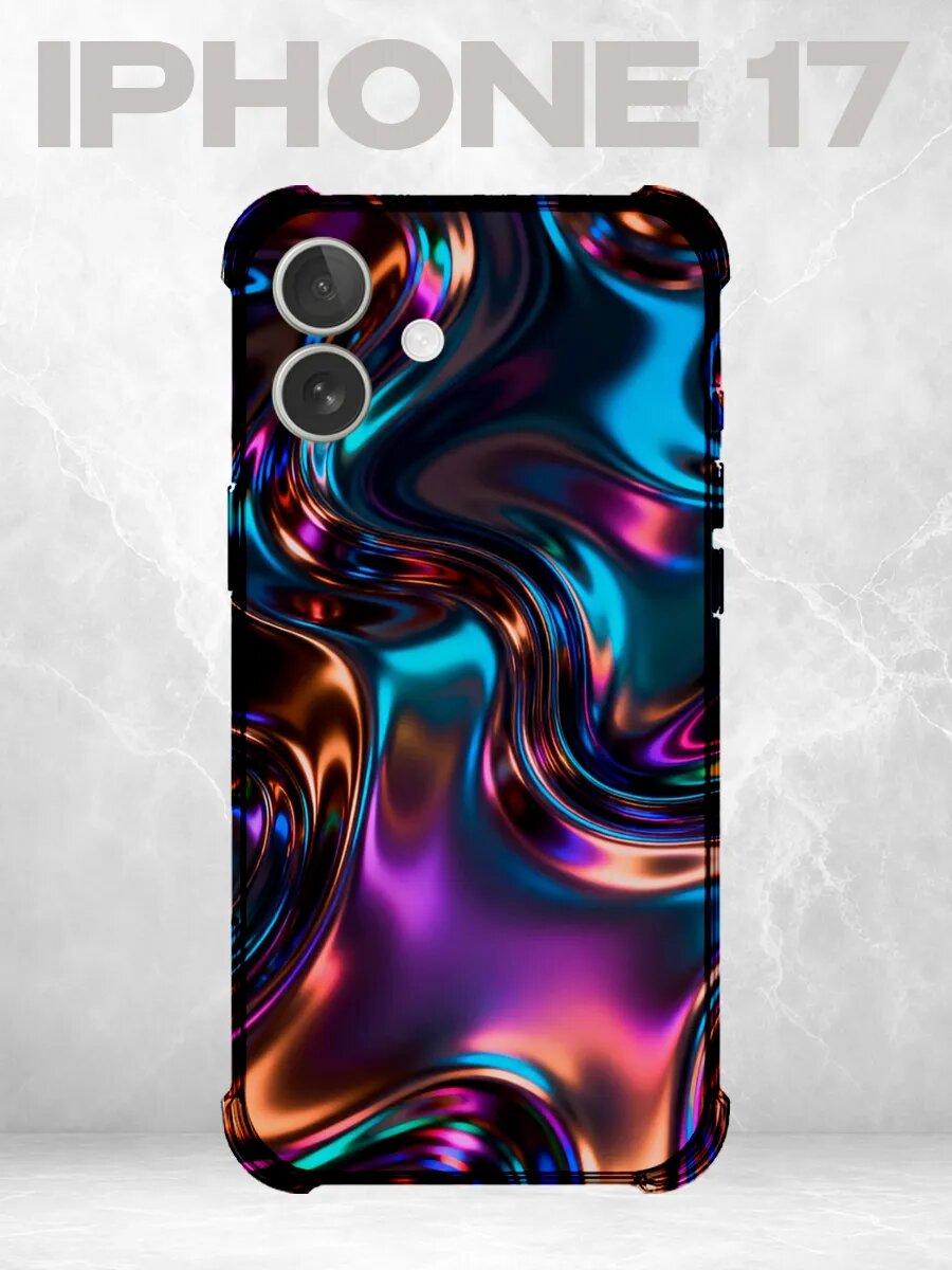Чехол на iPhone 17 хром абстракция жидкий