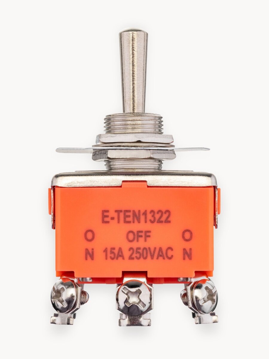 Тумблер рычажковый, ВКЛ-ВЫКЛ-ВКЛ, 6 контактов, 250В, 15А, двухполюсный (KN-203), duwi 26865 9