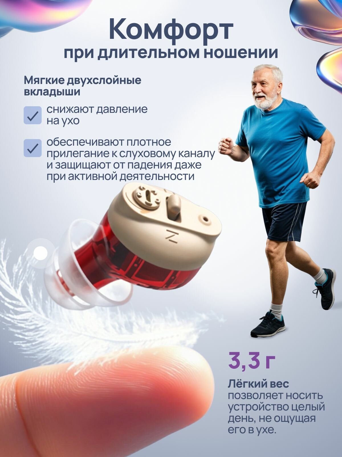 Слуховые Аппараты Слуховой аппарат, внутриушной, гипоаллергенный, степень тугоухость легкая, умеренная, тяжелая