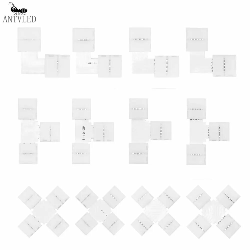 Угловой разъем для светодиодной ленты TNALANT 2,3,4,5 PIN RGB 10мм, 5PCS, L Shape, 3PIN