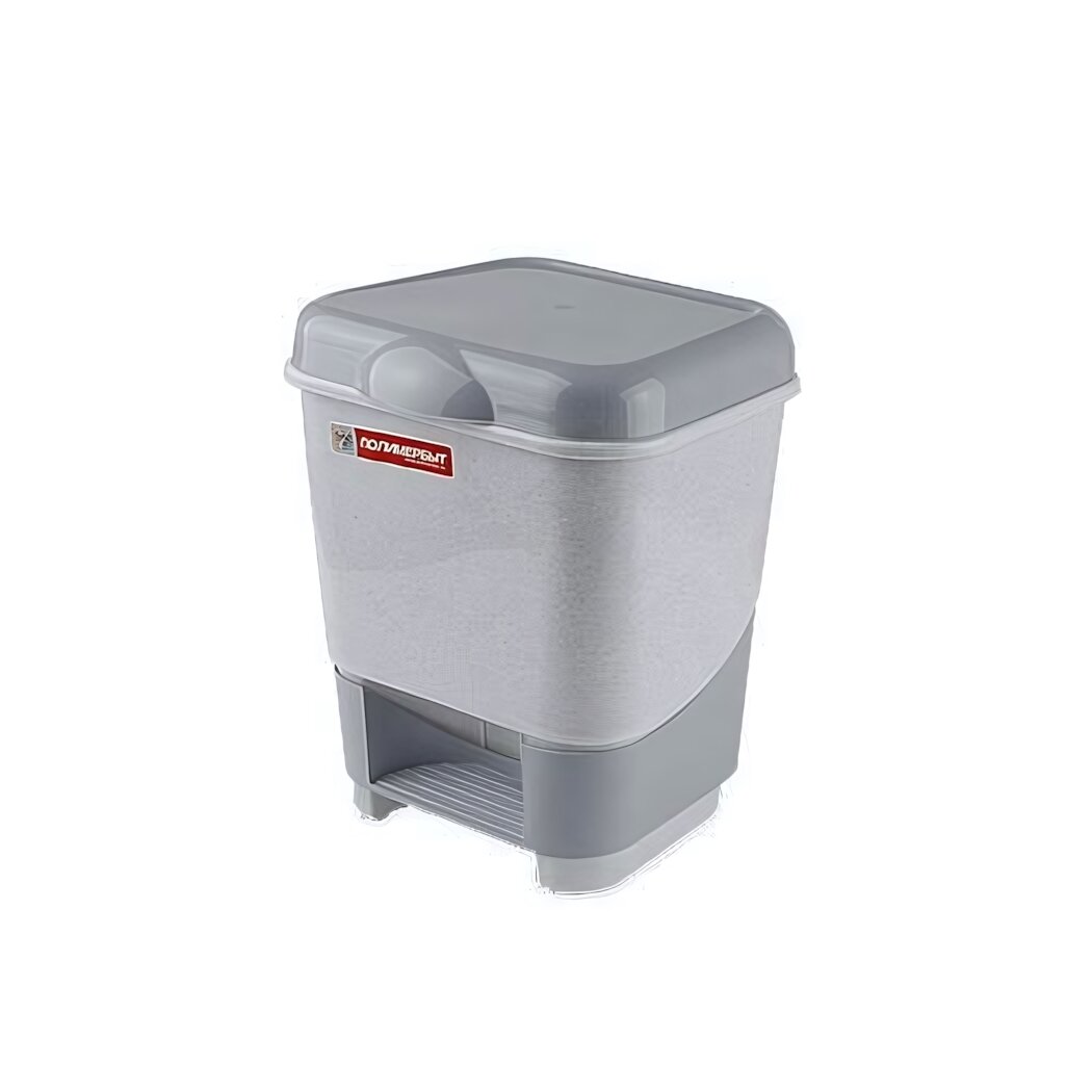 Контейнер для мусора 8л с педалью пластик цвет серый/темно-серый