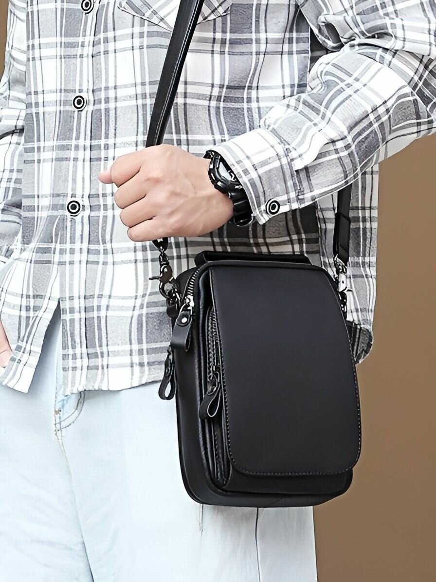 Сумка барсетка КожаноFF, фактура гладкая, черный — фото 1