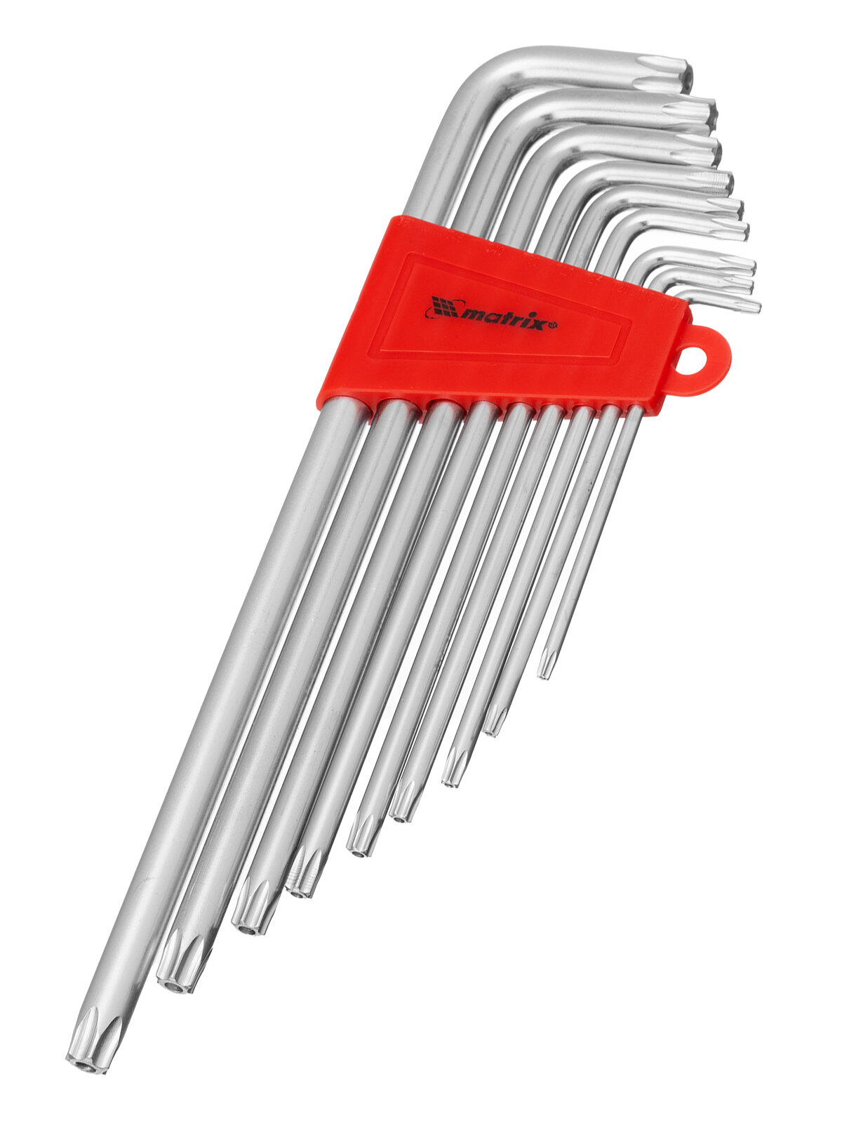 Набор ключей имбусовых Matrix TORX 9 шт, T10-T50, CrV, экстра-длин, сатин. 12307