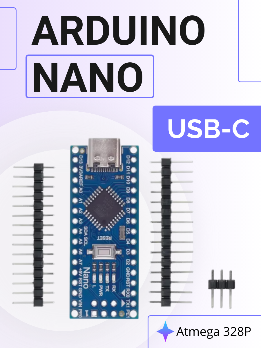 Arduino NANO V3.0 Atmega328 CH340 Type-C (пины не припаяны)