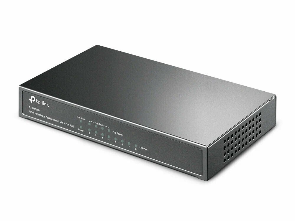 TP-Link SMB Сетевое оборудование TP-Link TL-SF1008P 8-портовый настольный 10/100 Мбит/с коммутатор с 4 портами PoE+