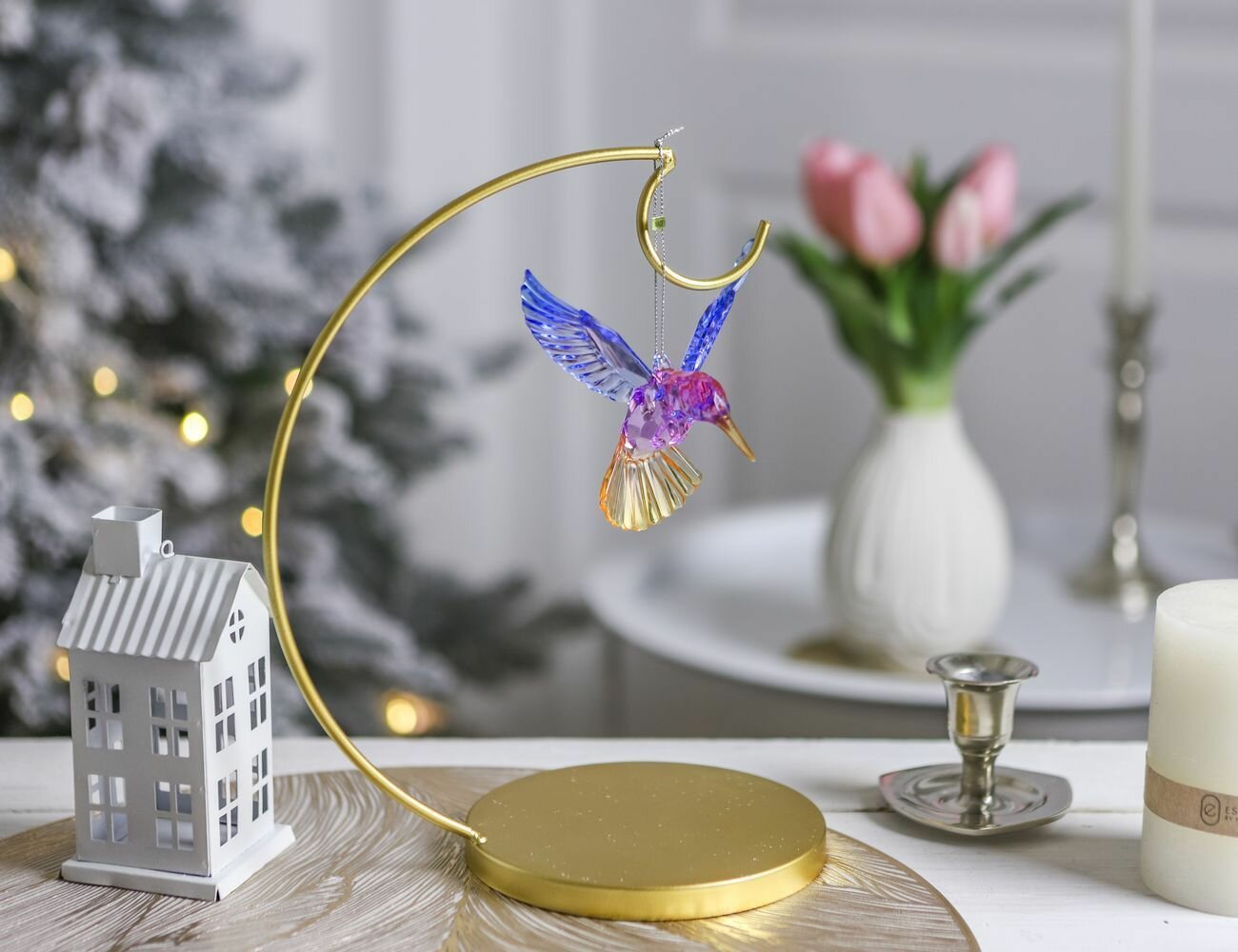 Ёлочное украшение хрустальная колибри, акрил, разноцветный, 13 см, Forest Market 201572