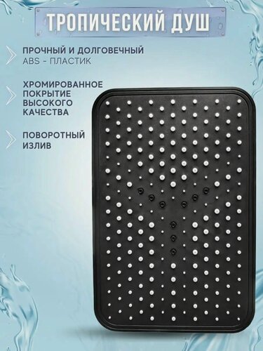 Изображение товара Тропический верхний душ 30x20 см прямоугольный черный хромированный