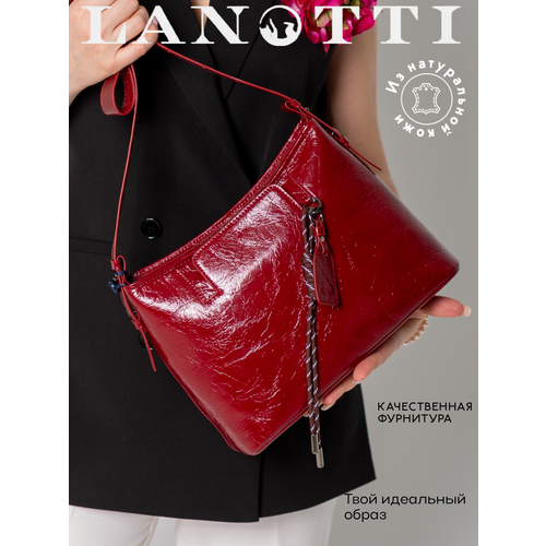 Сумка кросс-боди LANOTTI, фактура лаковая, гладкая, бордовый