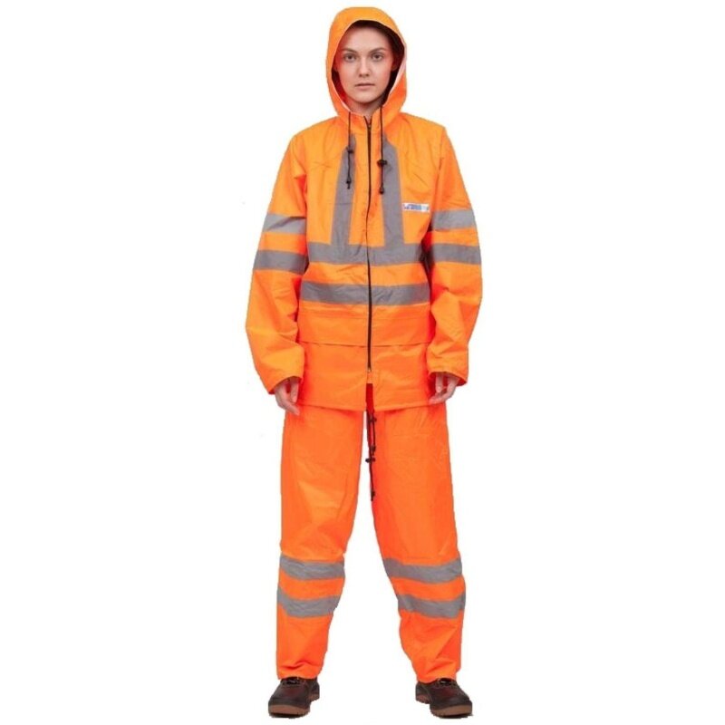 Костюм сигнальный КНР непромокаемый ПВХ Ext-V оранжевый светоотражающая полоса размер 52-54 рост 182-188
