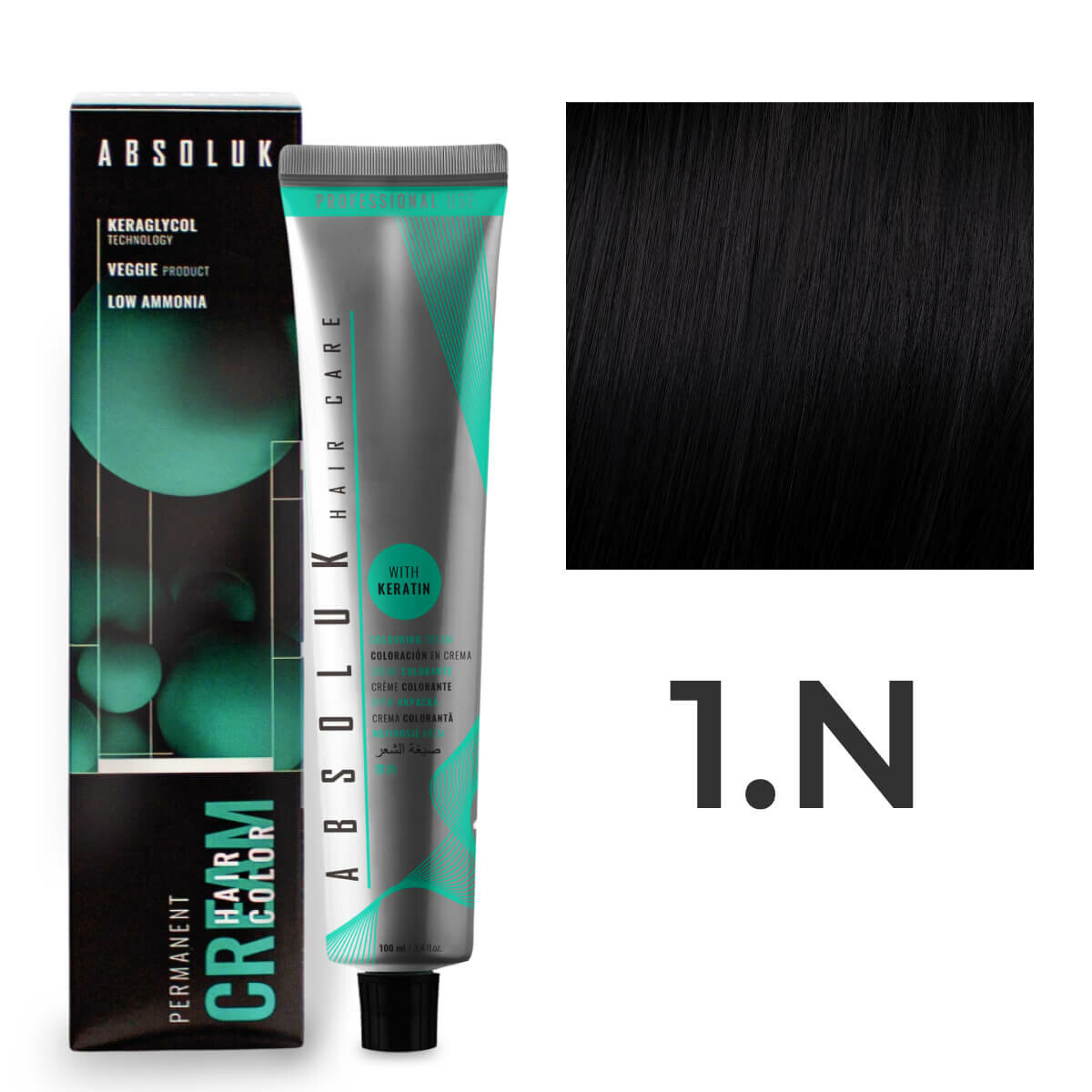 Перманентная крем-краска для волос Absoluk Hair Color Cream 1. N Черный Натуральный 100 мл
