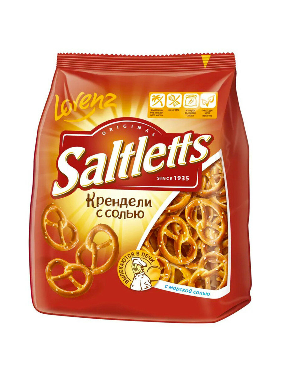 Крендели-мини с солью Lorenz SALTLETTS Классические, 150 г, 3шт.