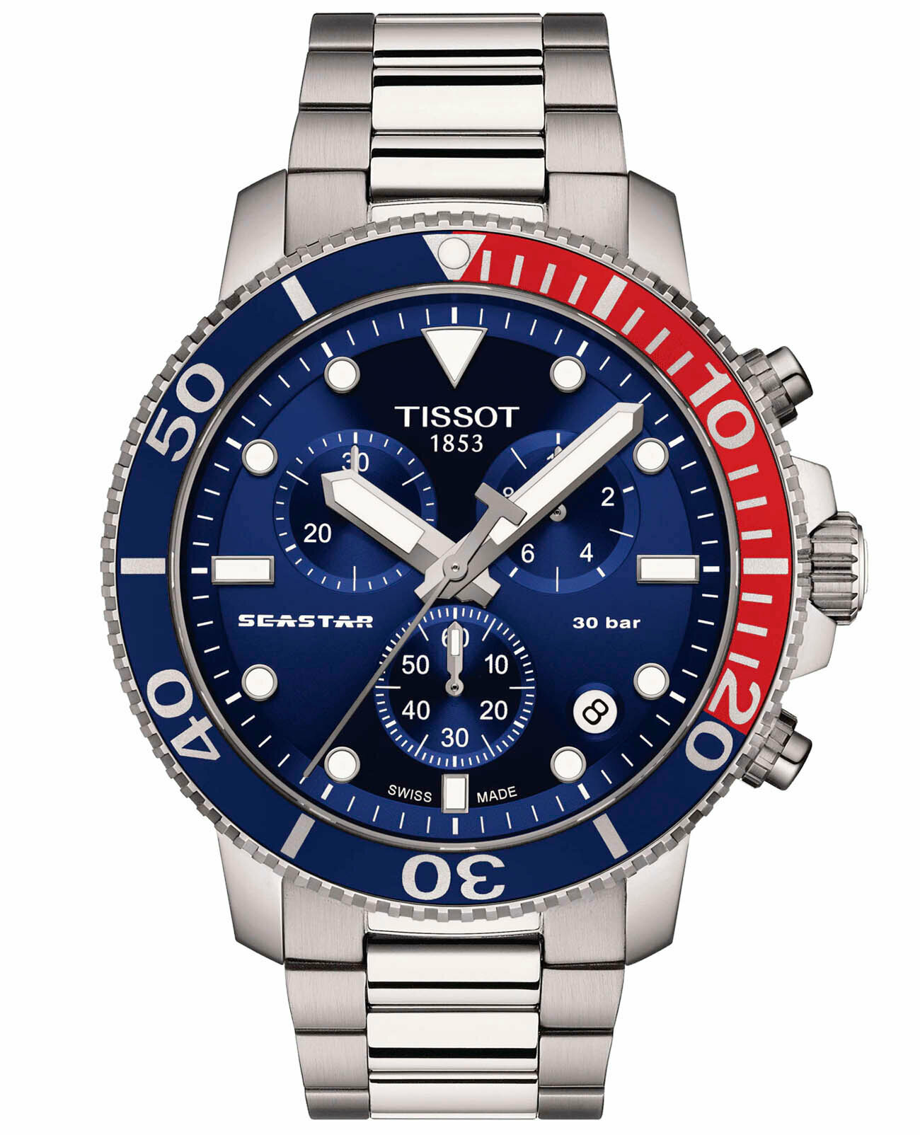 Наручные часы TISSOT, синий, серебряный, красный — фото 1