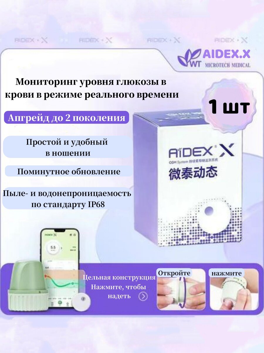 Изображение Глюкометр AiDEX X Датчик непрерывного мониторинга уровня глюкозы в крови